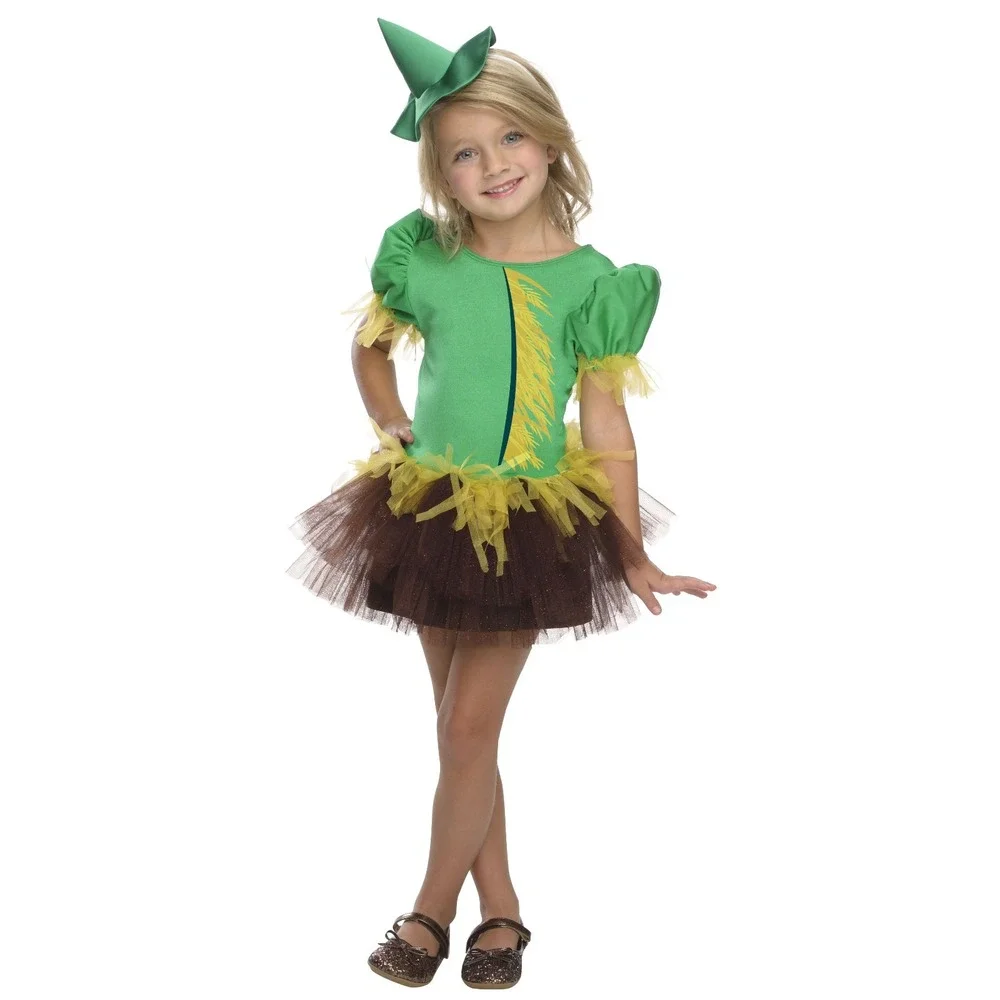 Wizard of Oz Scarecrow Tutu Costume Girl Small Fancy Dress Up Green Brown Sparke